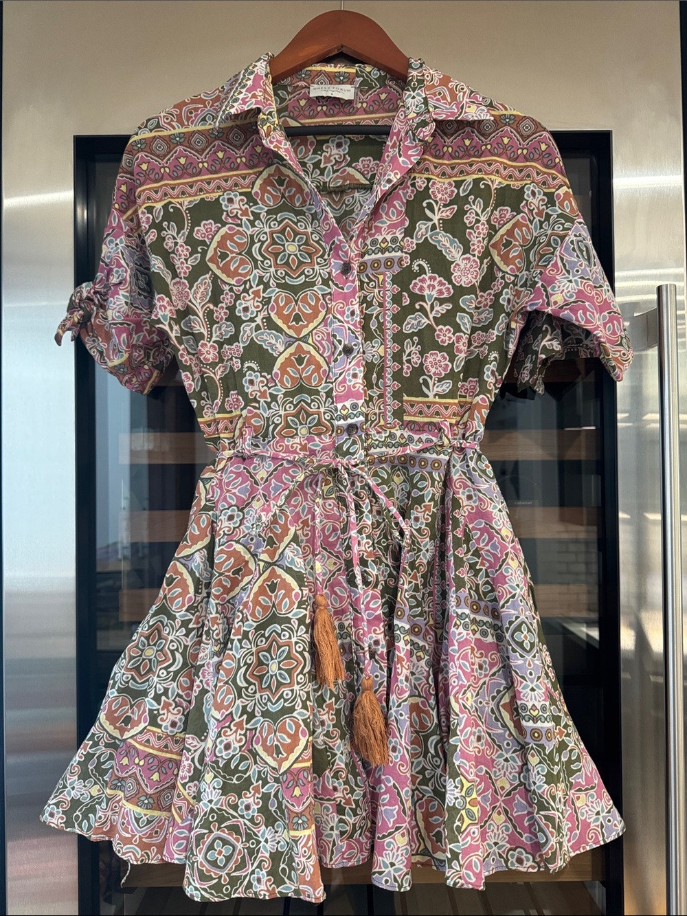 Dress Forum Boho Patchwork Paisley Mini Dress Tassel Tie Small - Picture 2 of 6